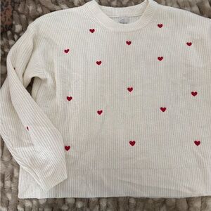 a new day Cream Sweater with Red Heart Details